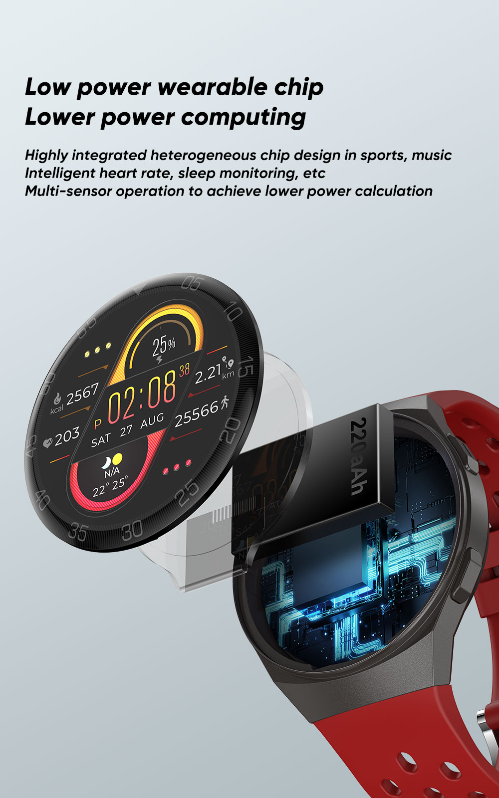 SENBONO MAX1 Smartwatch Support SpO2 HR BP Monitor Red