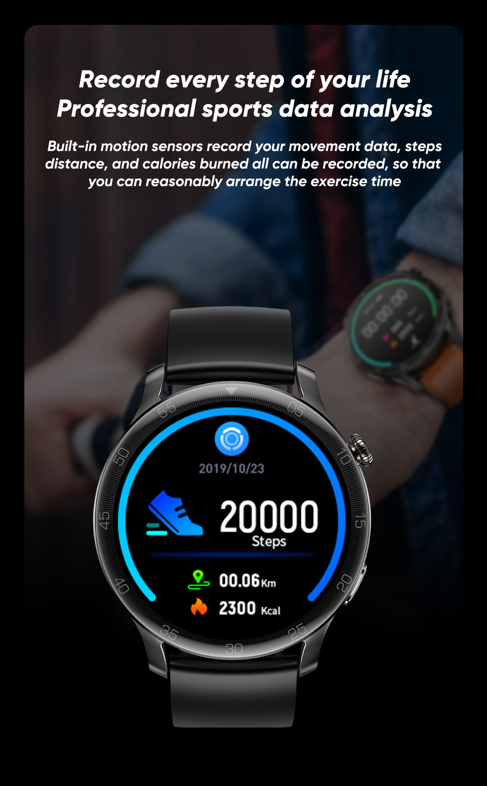 SENBONO Max2 Smartwatch for Men Touch Screen 24 Sports Modes Waterproof Fitness Tracker for iOS Android Brwon Leather