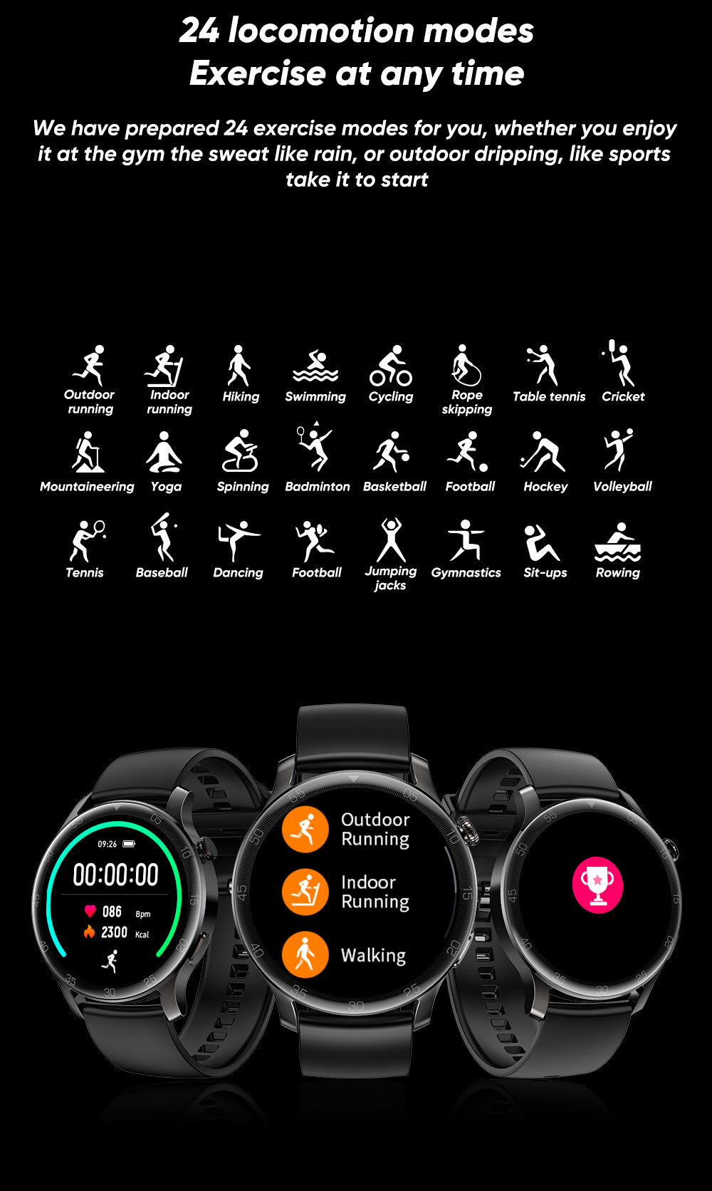 SENBONO Max2 Smartwatch for Men Touch Screen 24 Sports Modes Waterproof Fitness Tracker for iOS Android Brwon Leather