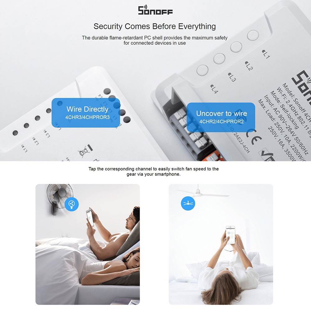 SONOFF 4CH PRO R3 4-gang Wi-Fi Smart Switch with RF Control