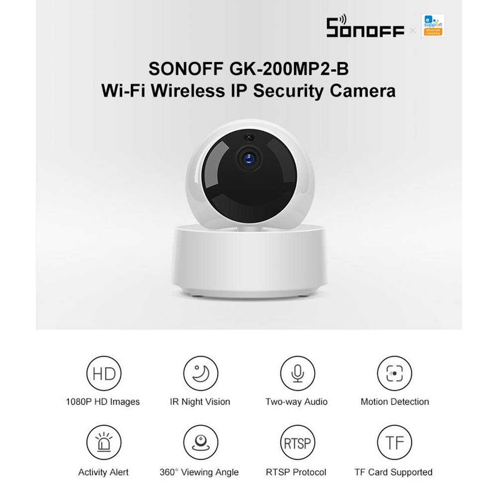 SONOFF GK-200MP2-B Wi-Fi Wireless IP Security Camera Dome Survaillance Camera