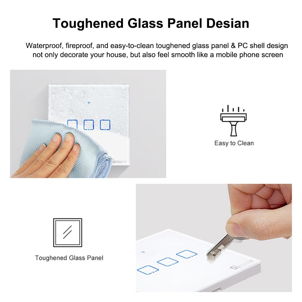 SONOFF T0EU1C-TX 1 Gang Smart WiFi Wall Light Switch APP/Google Home/Nest & Alexa