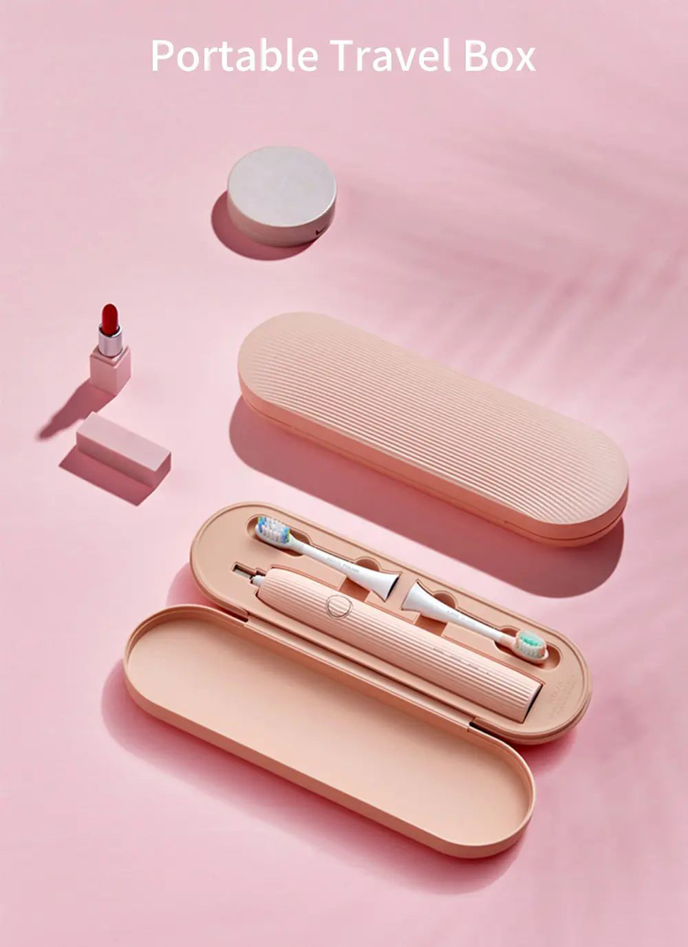 Soocas V1 Sonic Whitening Electric Toothbrush Portable USB Type-C Charging with 2 Brush Head - Pink