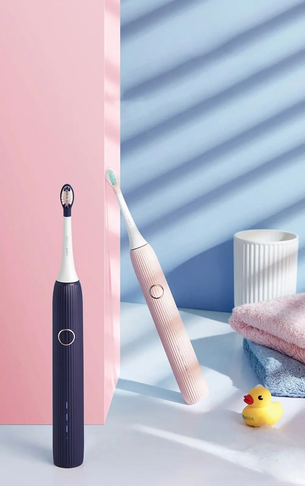 Soocas V1 Sonic Whitening Electric Toothbrush Portable USB Type-C Charging with 2 Brush Head - Pink