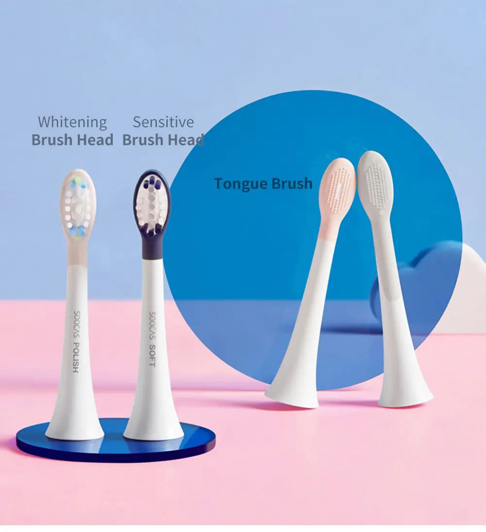 Soocas V1 Sonic Whitening Electric Toothbrush Portable USB Type-C Charging with 2 Brush Head - Pink