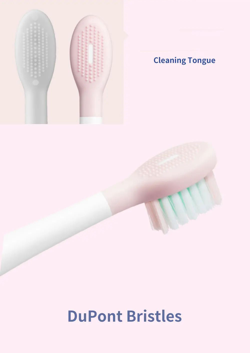 Soocas V1 Sonic Whitening Electric Toothbrush Portable USB Type-C Charging with 2 Brush Head - Pink