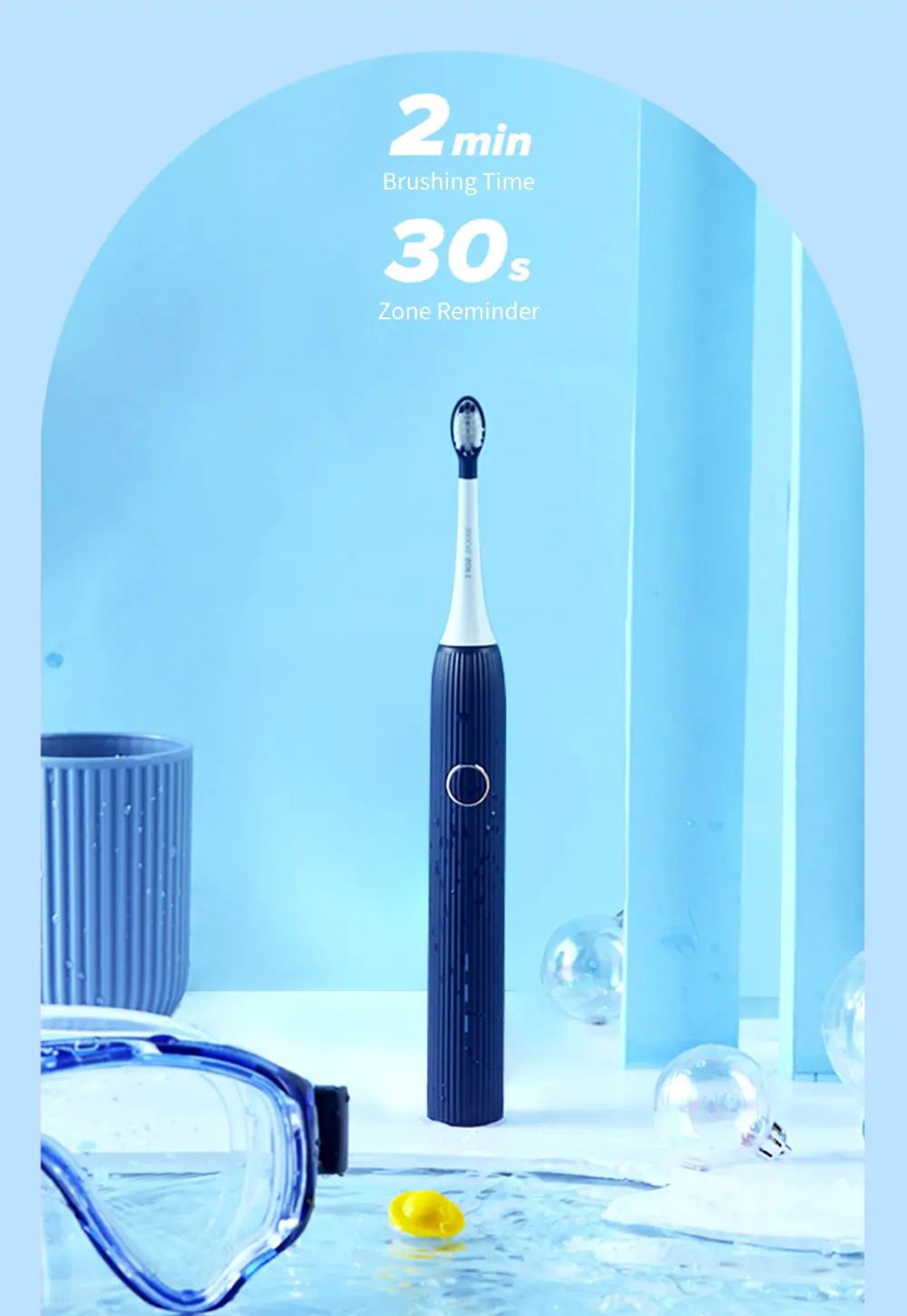 Soocas V1 Sonic Whitening Electric Toothbrush Portable USB Type-C Charging with 2 Brush Head - Blue
