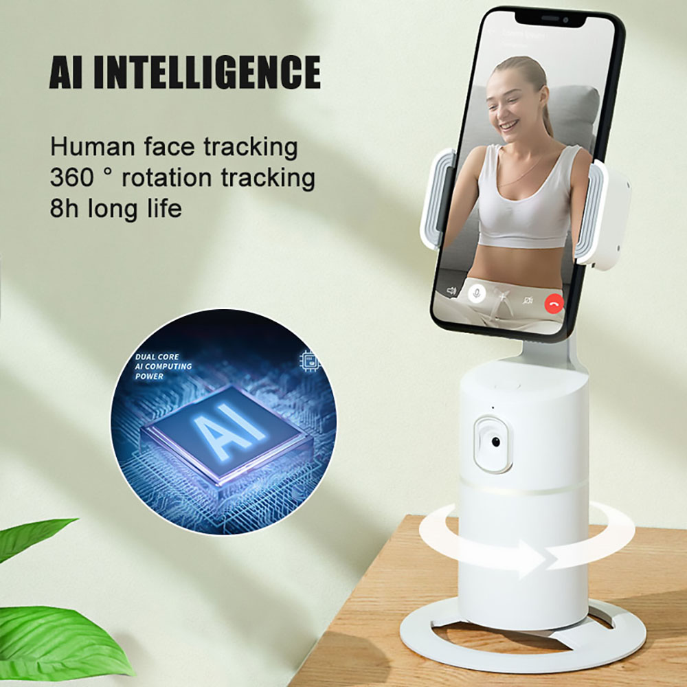 T2 Vlogger with No APP Required 360 Degree Facial Tracking Smart Millisecond Reaction Lens for Live Stream - White