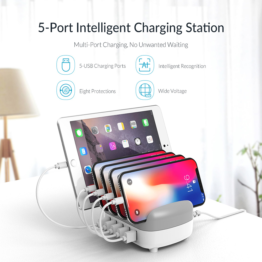 ORICO DUK-5P 40W 5 Port USB Smart Charging Station with Phone & Tablet Stand