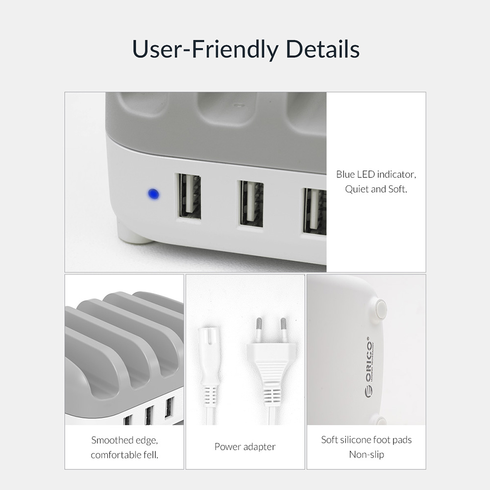 ORICO DUK-5P 40W 5 Port USB Smart Charging Station with Phone & Tablet Stand