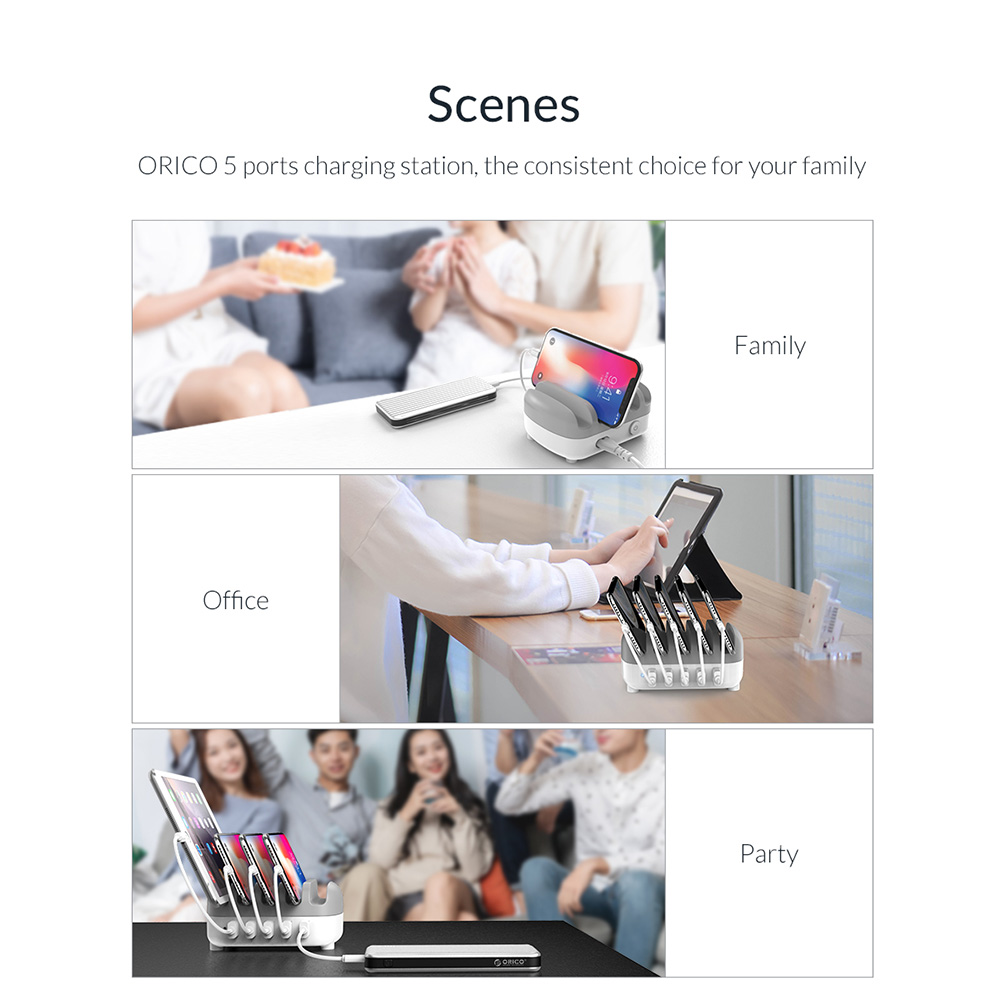ORICO DUK-5P 40W 5 Port USB Smart Charging Station with Phone & Tablet Stand