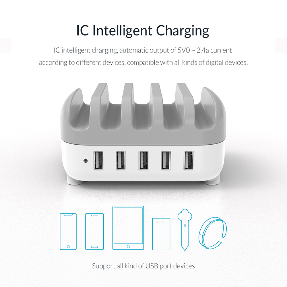 ORICO DUK-5P 40W 5 Port USB Smart Charging Station with Phone & Tablet Stand