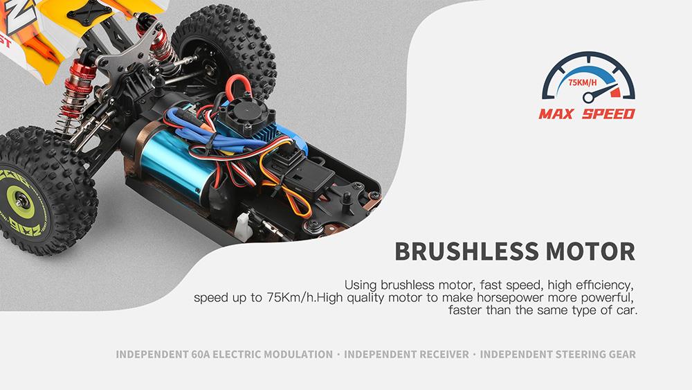 Wltoys 144010 1/14 2.4G 4WD High Speed Racing Brushless RC Vehicle Models 75km/h with 2 Batteries