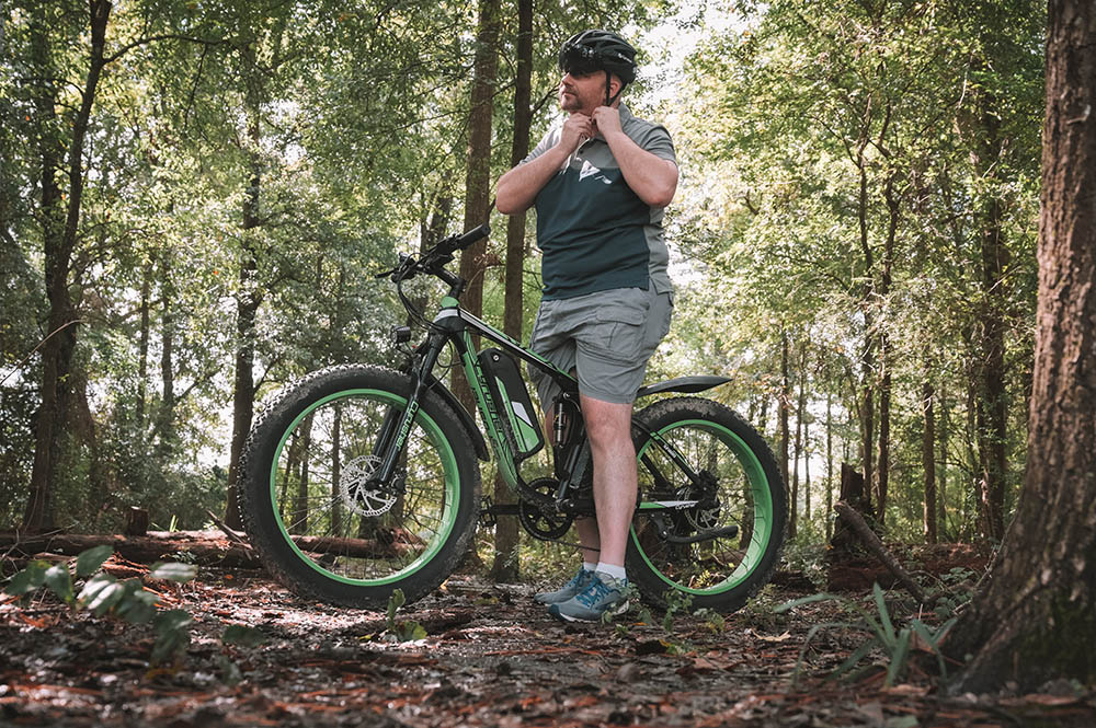 Cyrusher XF800 Electric Bike Full Suspension 26' x 4' Fat Tires 750W Motor 13Ah Removable Battery 28mph Top Speed Green