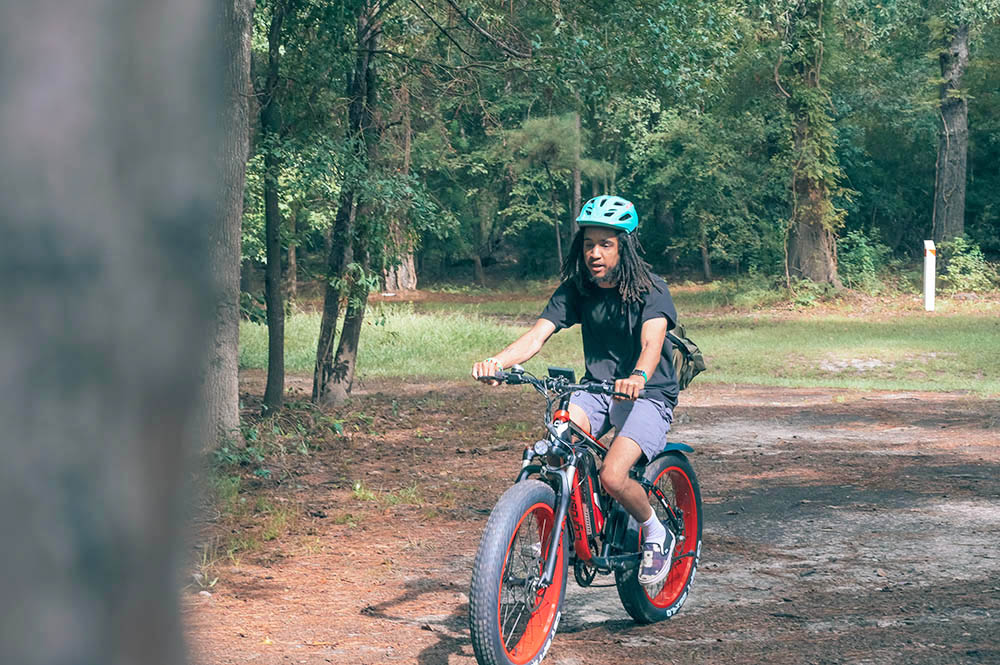 Cyrusher XF800 Electric Bike Full Suspension 26' x 4' Fat Tires 750W Motor 13Ah Removable Battery 28mph Top Speed Green