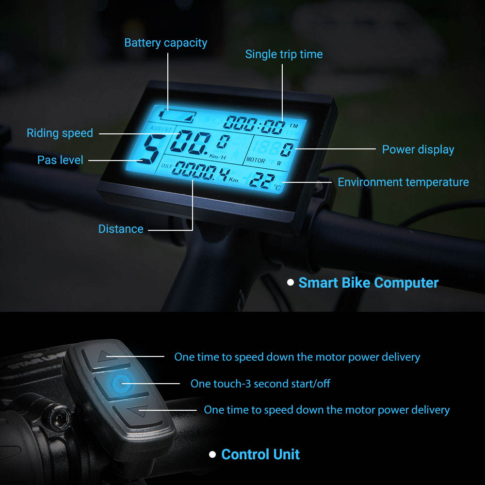 Cyrusher XF800 Electric Bike Full Suspension 26' x 4' Fat Tires 750W Motor 13Ah Removable Battery 28mph Top Speed White