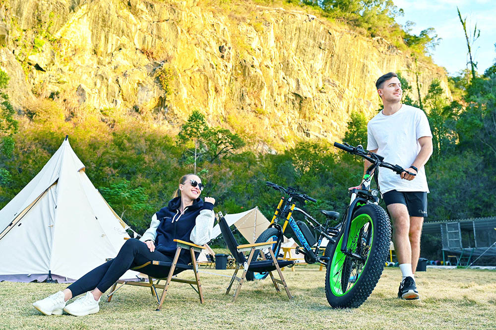 Cyrusher XF800 Electric Bike Full Suspension 26' x 4' Fat Tires 750W Motor 13Ah Removable Battery 28mph Top Speed White