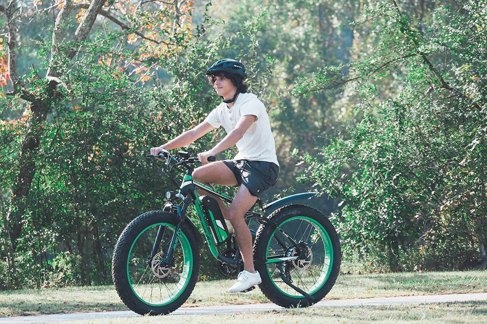Cyrusher XF800 Electric Bike Full Suspension 26' x 4' Fat Tires 750W Motor 13Ah Removable Battery 28mph Top Speed White