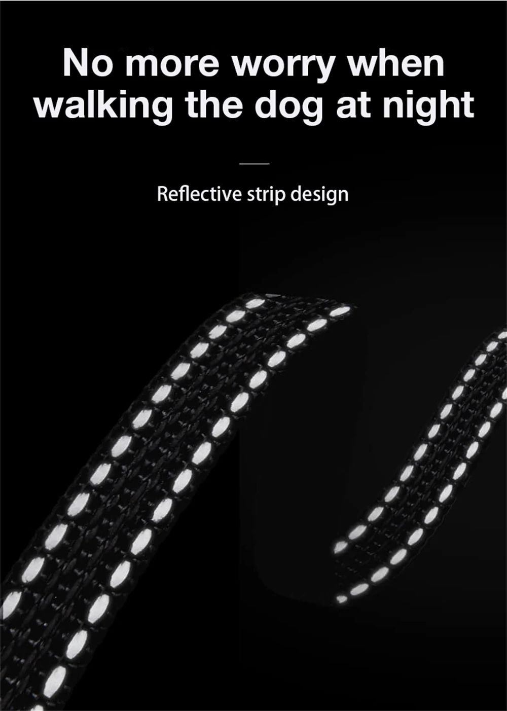 DOGNESS Reflective Retractable Dog Leash, One Button Brake & Lock Anti-Slip Handle, Strong Nylon Ribbon Tape - M Gray