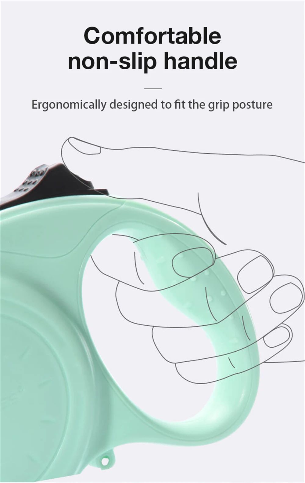 DOGNESS Reflective Retractable Dog Leash, One Button Brake & Lock Anti-Slip Handle, Strong Nylon Ribbon Tape - M Gray