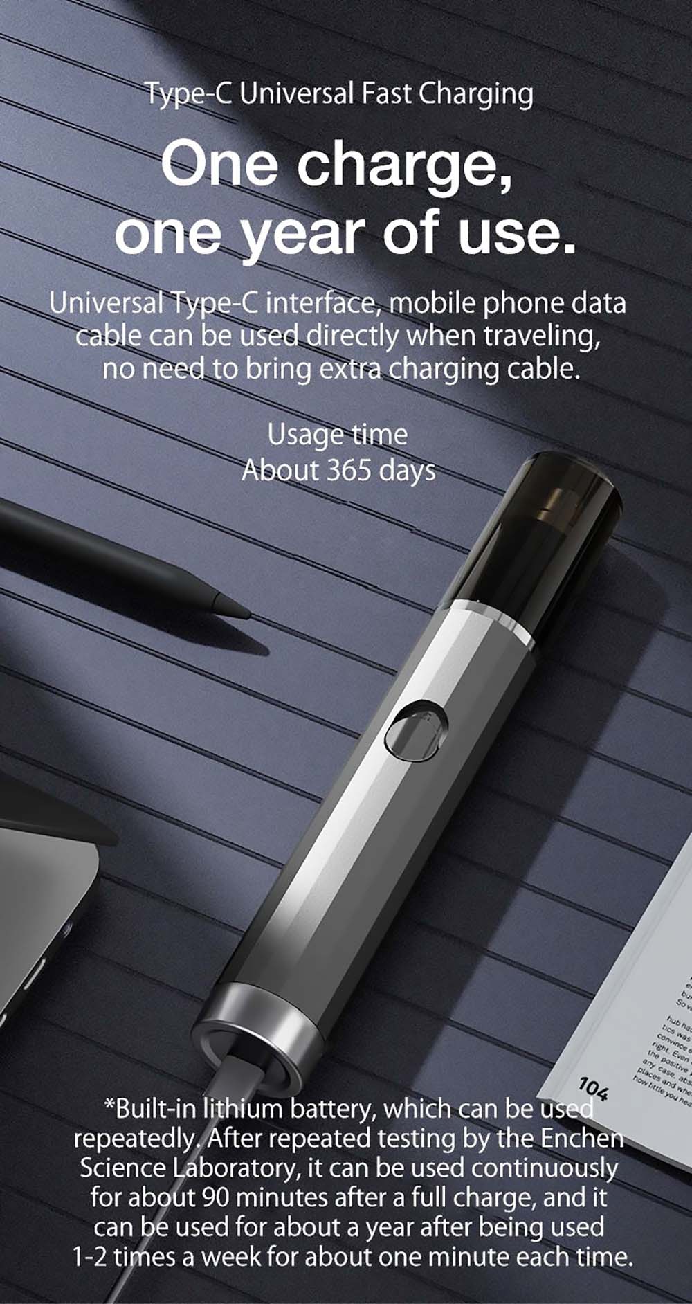 ENCHEN EN001 Nose Hair Trimmer 6000R/Min Ear Nose Hair Shaver Intelligent USB Fast Charging Waterproof Low Noise