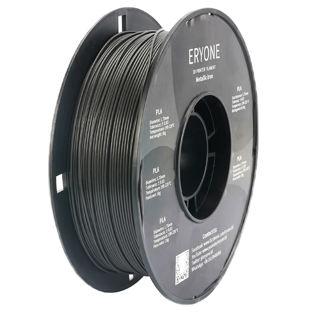 ERYONE Metallic PLA Filament for 3D Printer 1.75mm Tolerance +/-0.03mm, 1kg(2.2lbs)/Spool - Iron