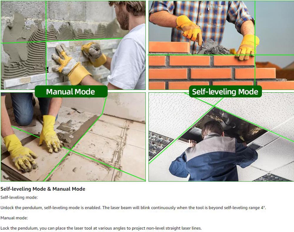 Farway Self Leveling Laser Level, 100ft Green Cross Line Laser Level 3 Brightness Adjustable IP54 Waterproof