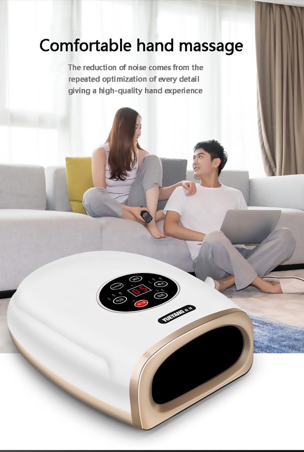 Hand Guard Wireless Hand Massager with Heat and Compression Rechargeable Palm Massage Machine EU Plug - Red