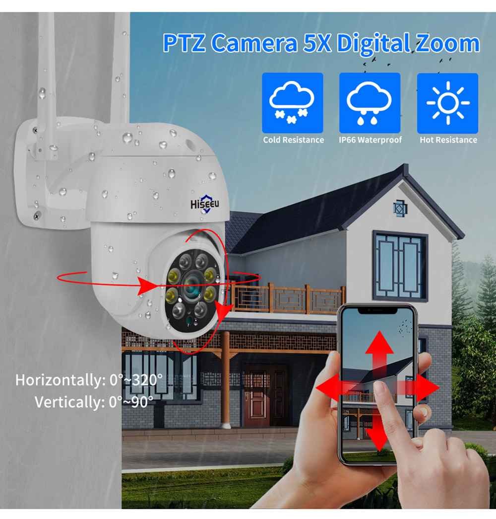Hiseeu Wireless 8CH 4PCS 3MP Two-Way Audio Security Outdoor & Bullet WIFI IP Cameras