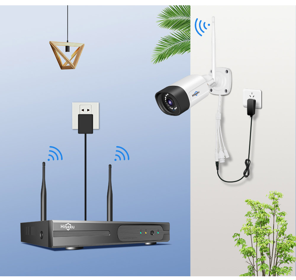 Hiseeu Wireless 8CH 4PCS 3MP Two-Way Audio Security Outdoor & Bullet WIFI IP Cameras