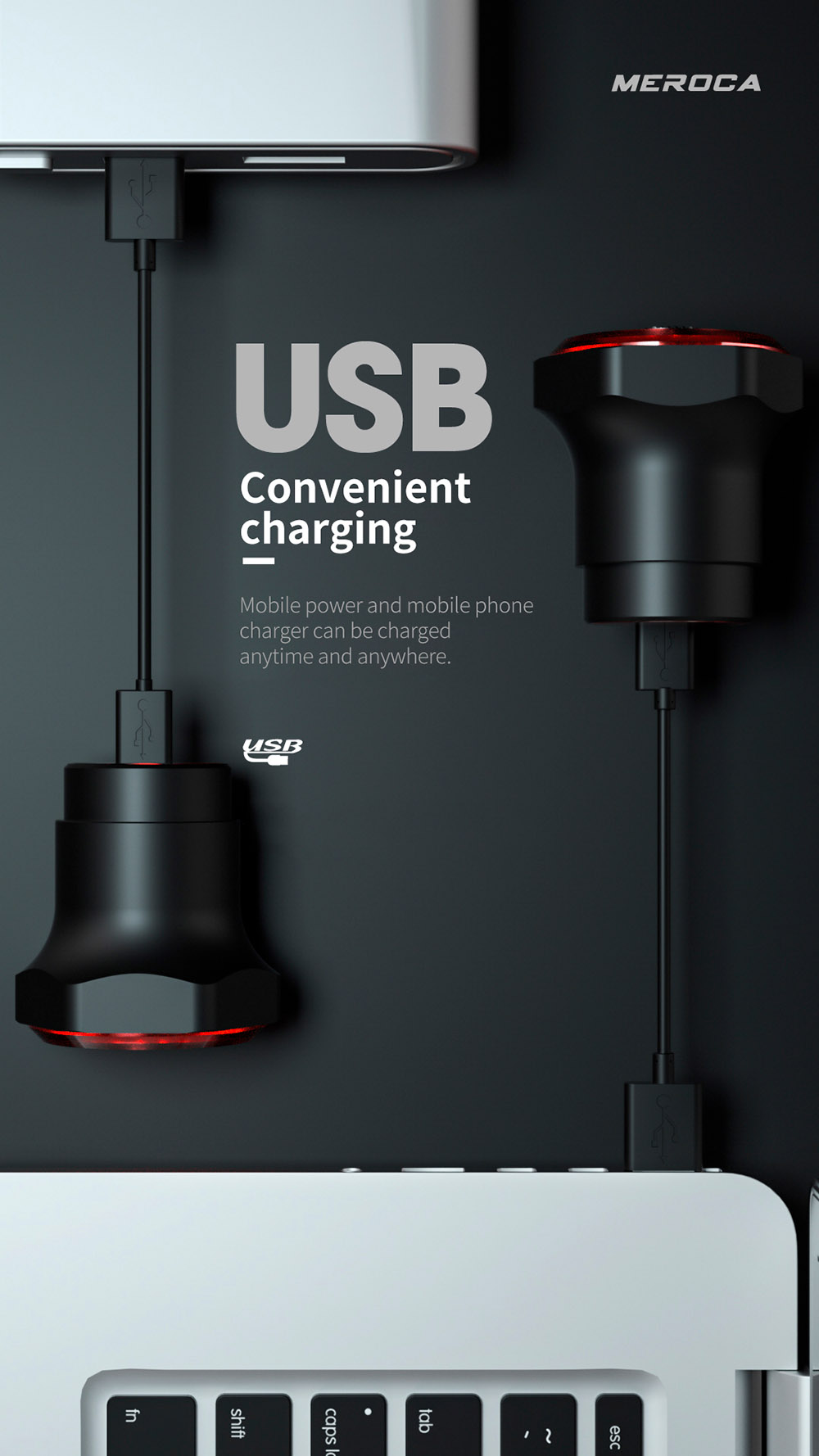 MEROCA WR25 Smart Bike Saddle Tail Light Brake Sensing Bicycle Rear Flashlight with 500mAh Battery 4 Light Modes