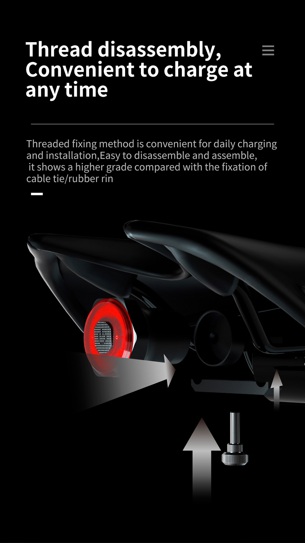 MEROCA WR25 Smart Bike Saddle Tail Light Brake Sensing Bicycle Rear Flashlight with 500mAh Battery 4 Light Modes