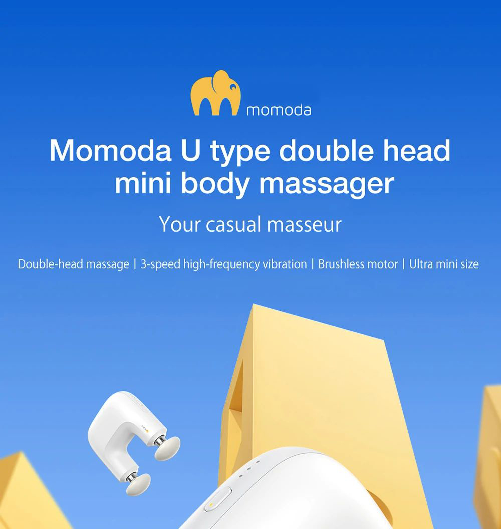 Momoda Mini U-shaped Massage Gun Double-head Massage Mute Massager 3-speed High-frequency Vibration Intelligent Sensing
