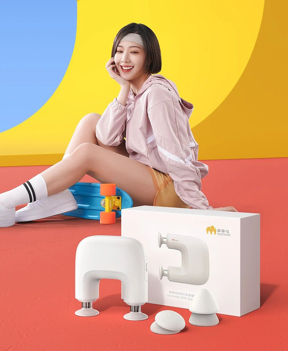 Momoda Mini U-shaped Massage Gun Double-head Massage Mute Massager 3-speed High-frequency Vibration Intelligent Sensing