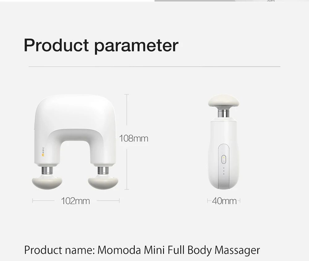 Momoda Mini U-shaped Massage Gun Double-head Massage Mute Massager 3-speed High-frequency Vibration Intelligent Sensing