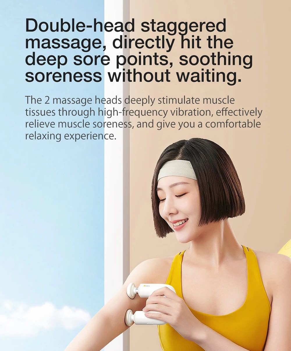 Momoda Mini U-shaped Massage Gun Double-head Massage Mute Massager 3-speed High-frequency Vibration Intelligent Sensing
