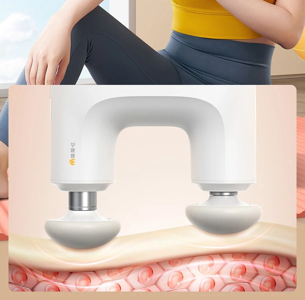 Momoda Mini U-shaped Massage Gun Double-head Massage Mute Massager 3-speed High-frequency Vibration Intelligent Sensing