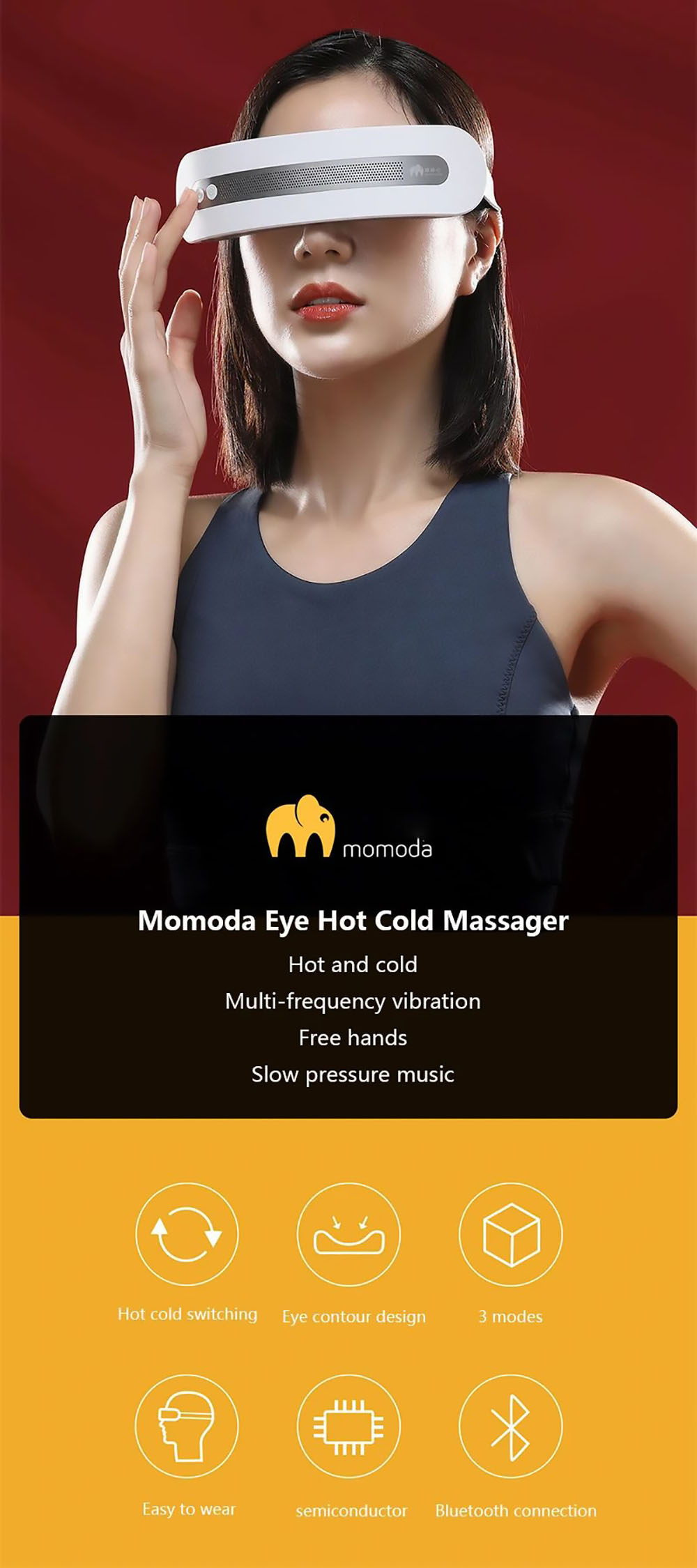 Momoda SX328 Eye Massager Cold & Hot Compress Bluetooth Music Eye Massager Temperature Three-mode Adjustment