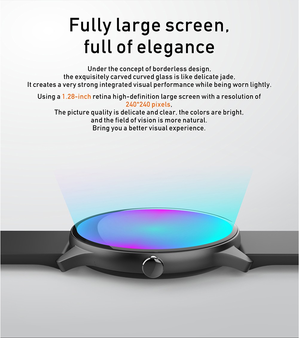 Makibes Q21 Smartwatch 1.28'' Touch Screen Heart Rate SpO2 BP Monitor - Black