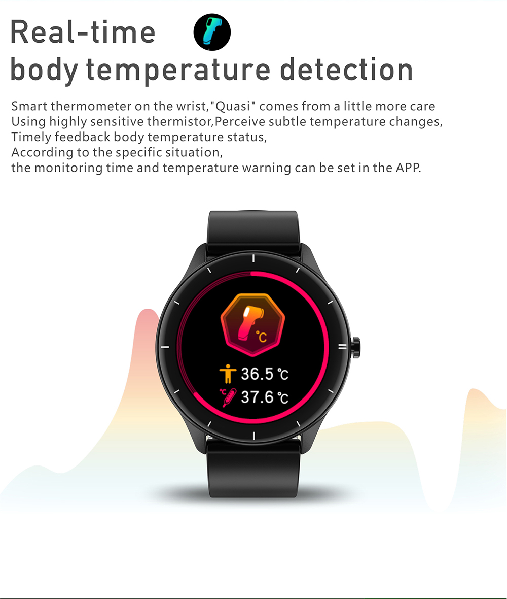 Makibes Q21 Smartwatch 1.28'' Touch Screen Heart Rate SpO2 BP Monitor - Black