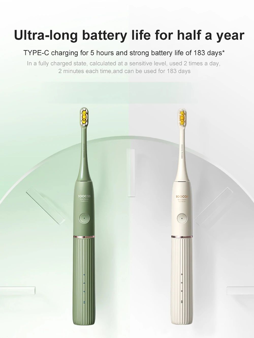 SOOCAS D2 Sonic Electric Toothbrush UVC Disinfect IPX7 Waterproof USB Rechargeable with 3 Brushing Mode - Green