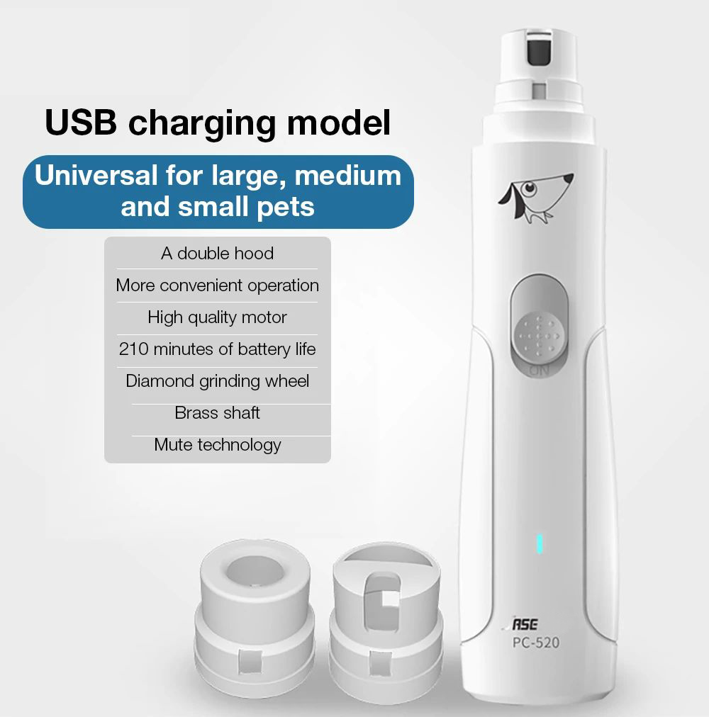 XIAOMI YOUPIN JASE PC-520 Pet Electric Nail Polisher USB Charging Nail Clippers Cat Paws Grooming Grinding Machine