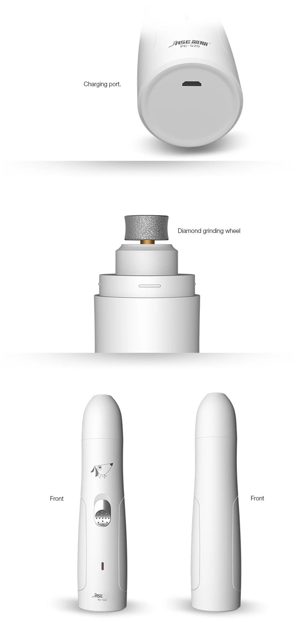 XIAOMI YOUPIN JASE PC-520 Pet Electric Nail Polisher USB Charging Nail Clippers Cat Paws Grooming Grinding Machine