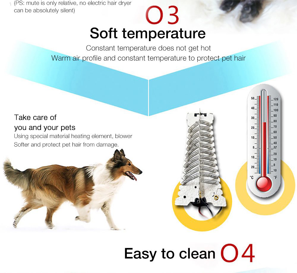 XIAOMI YOUPIN JASE PD-6800 2100W Dog Hair Dryer 6 Modes Water blower Charging Cat Grooming Low Noise - Black