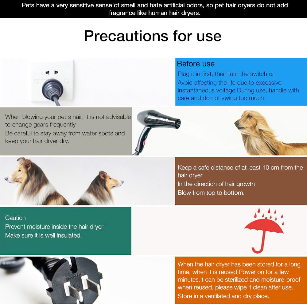 XIAOMI YOUPIN JASE PD-6800 2100W Dog Hair Dryer 6 Modes Water blower Charging Cat Grooming Low Noise - Black