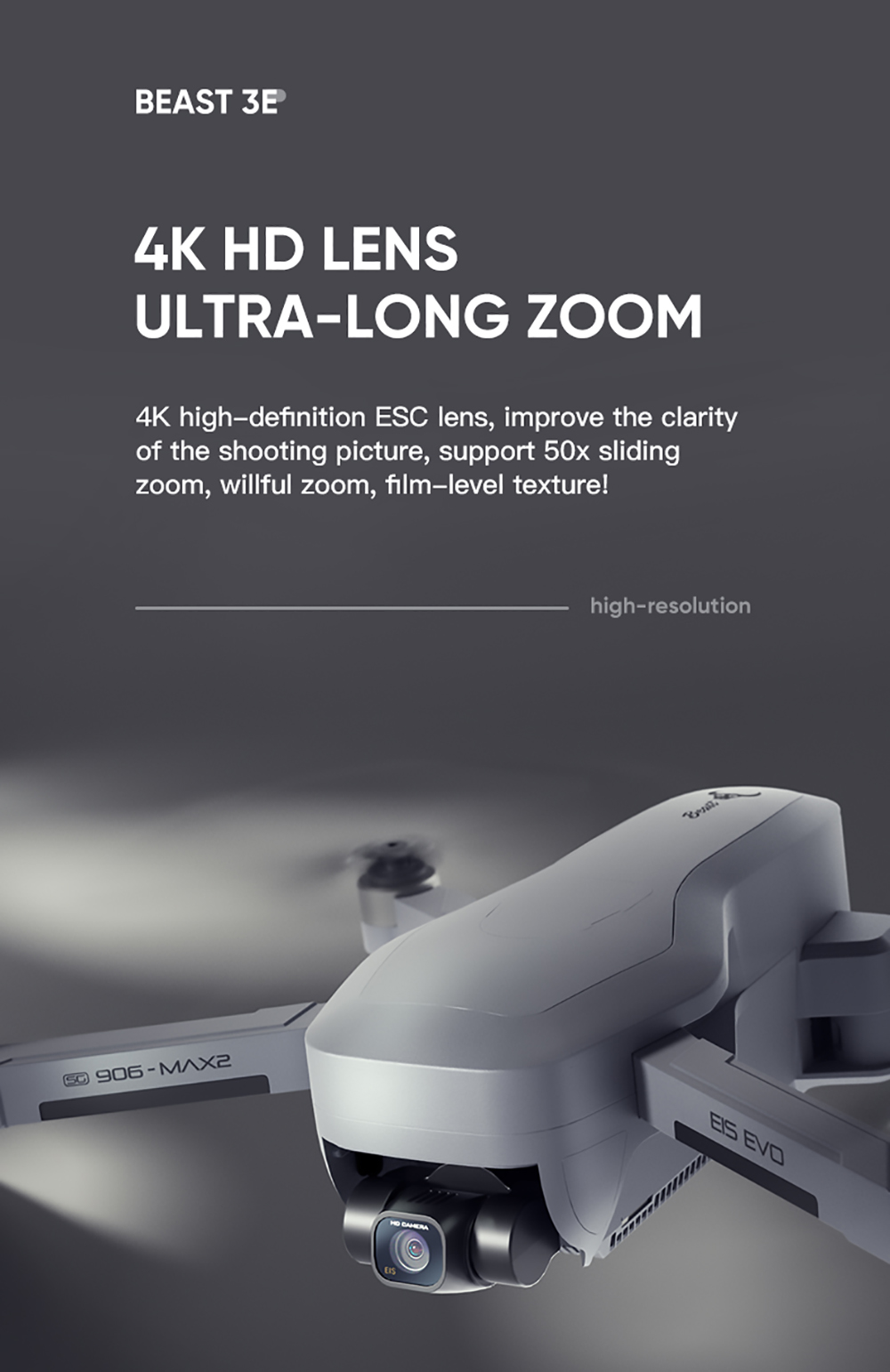 ZLL SG906 MAX2 BEAST 3E 5G WiFi 4KM FPV GPS RC Drone with 4K EIS Camera 3-Axis Gimbal 30mins Flight Time - With Ambarella Chip One Battery