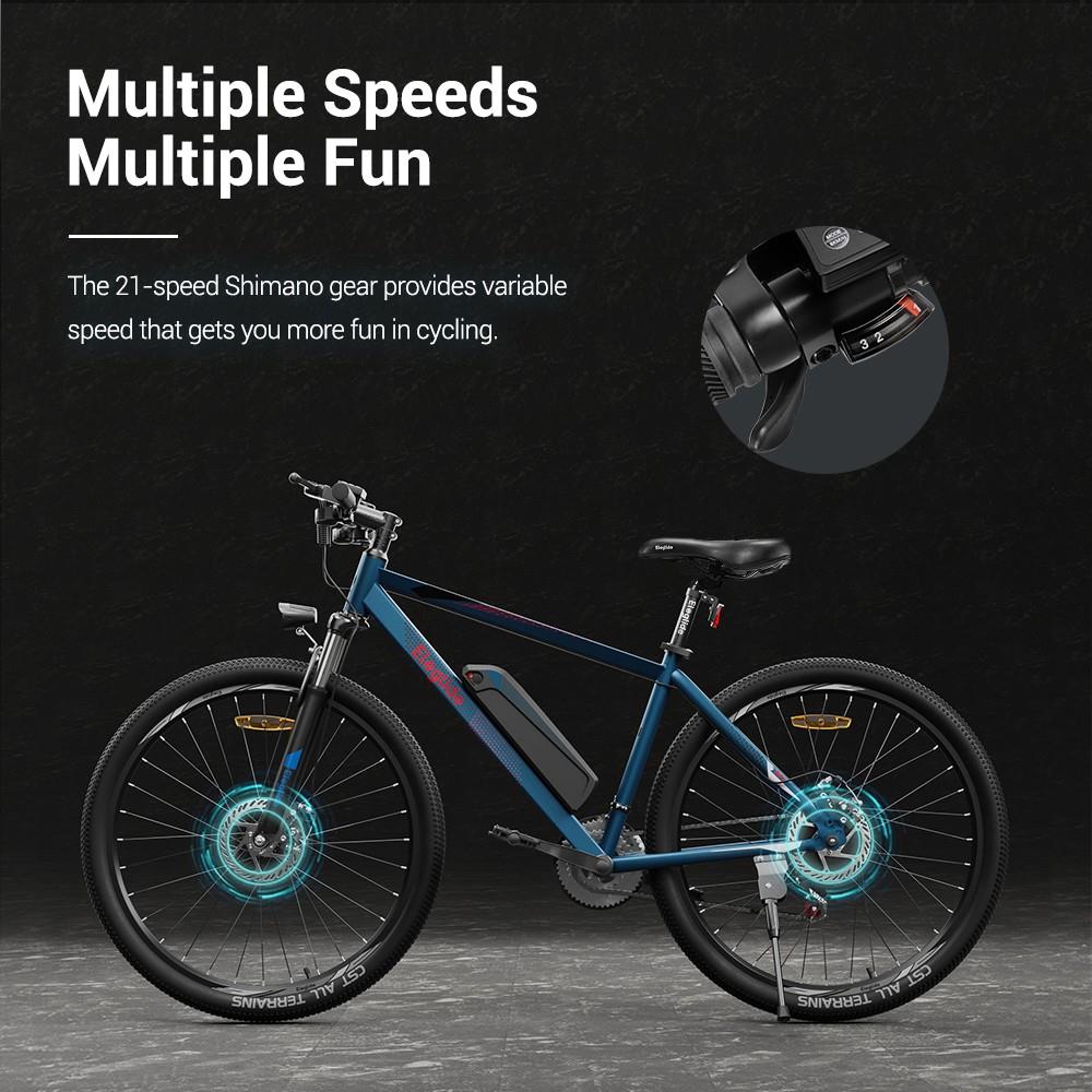 ELEGLIDE M1 Upgraded Version Electric Bike 27.5 inch Mountain Urban Bicycle 250W Hall Brushless Motor SHIMANO Shifter 21 Speeds 36V 7.5Ah Removable Battery 25km/h Max speed up to 65km Max Range IPX4 Aluminum alloy Frame Dual Disk Brake - Dark Blue