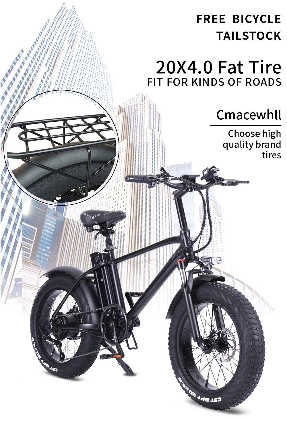 CMACEWHEEL T20 Moped Electric Bike Five Speeds 750W Motor 15Ah Smart BMS Max Speed 45km/h Smart Display Disk Brake 20 x 4.0 Fat Tires - Black