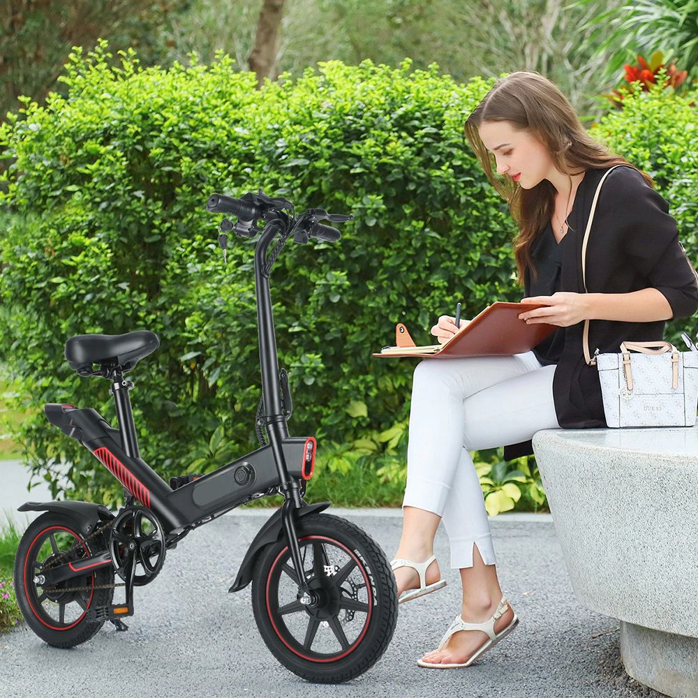 Dohiker Y-1 10Ah 36V 350W 14 Inches Moped Electric Bike Smart Folding Bike 25km/h Max Speed 50-60km Mileage - Red