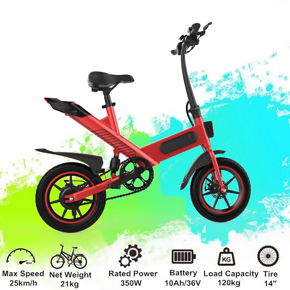 Dohiker Y-1 10Ah 36V 350W 14 Inches Moped Electric Bike Smart Folding Bike 25km/h Max Speed 50-60km Mileage - Red